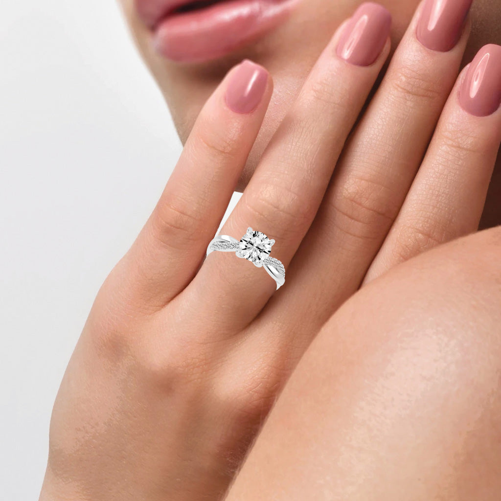 Twisted Pave Solitaire Ring Set