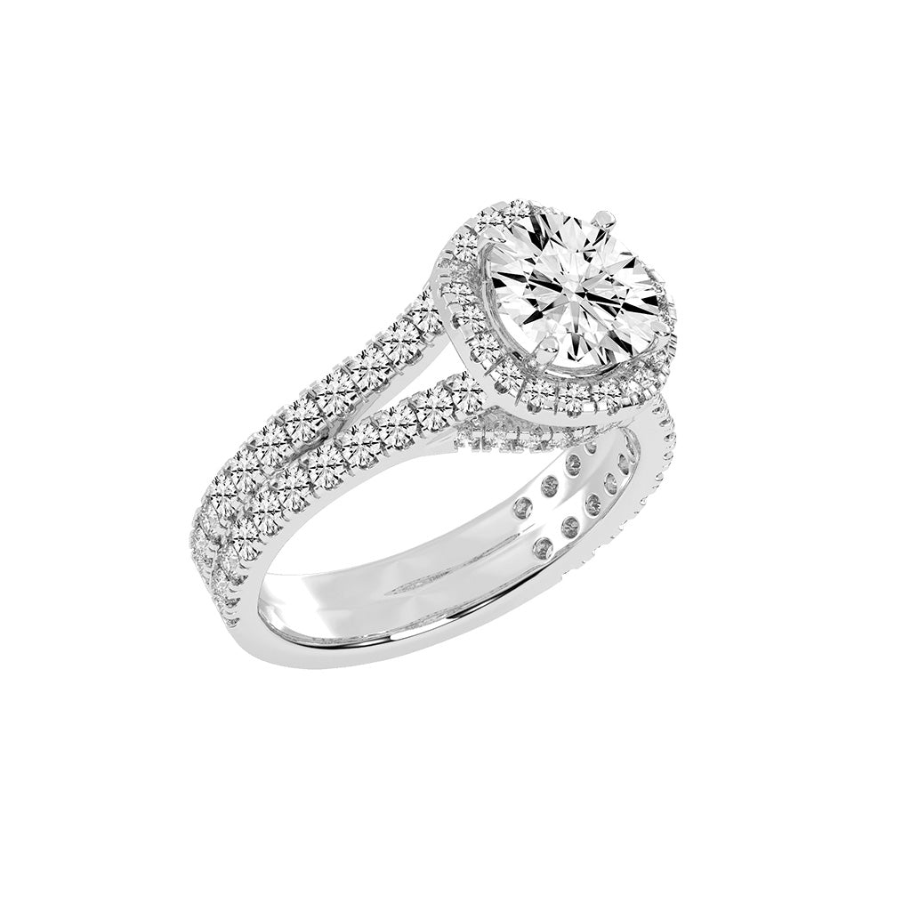 Haloviera split shank round cut halo lab diamond ring