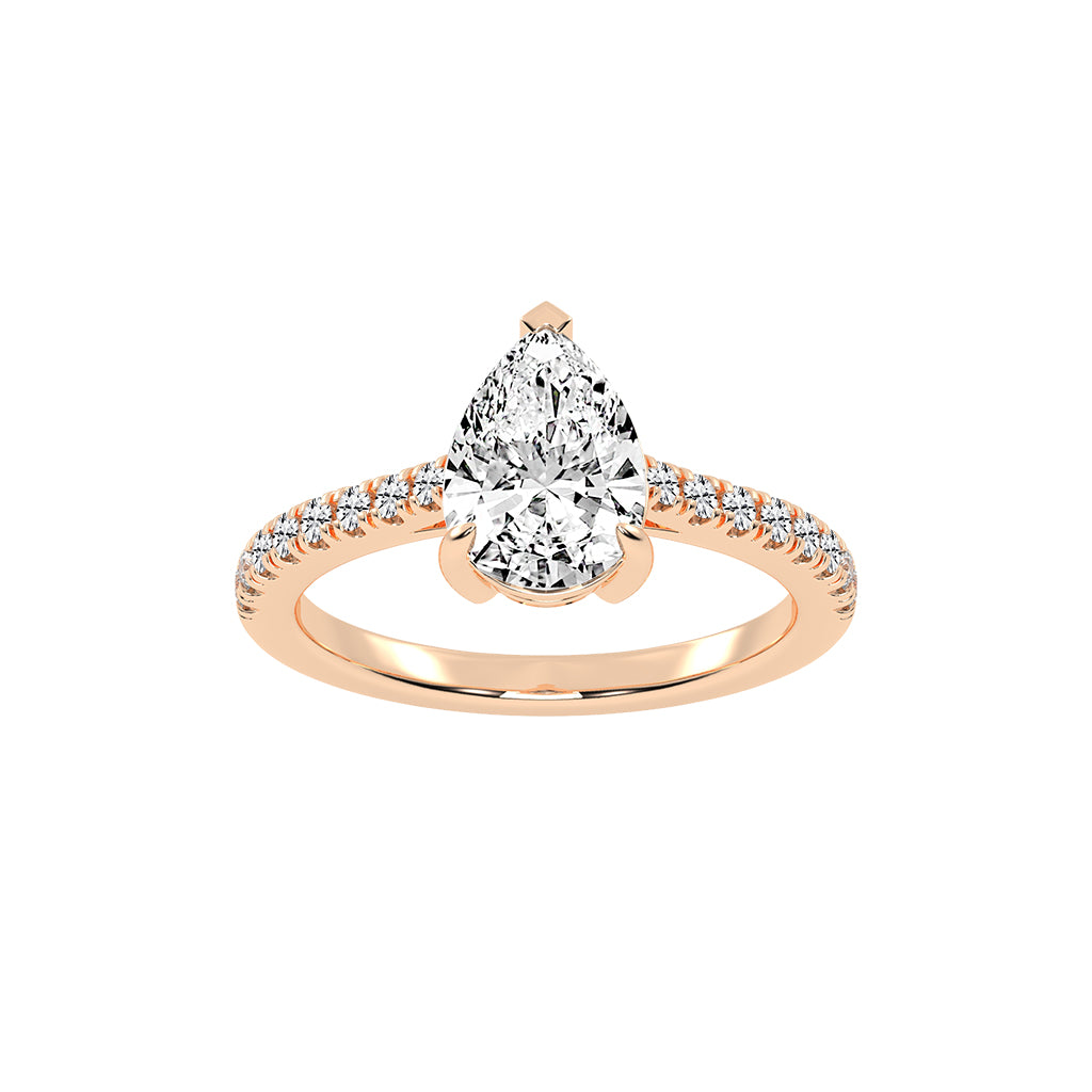 Glissea Pear cut side stone lab diamond ring