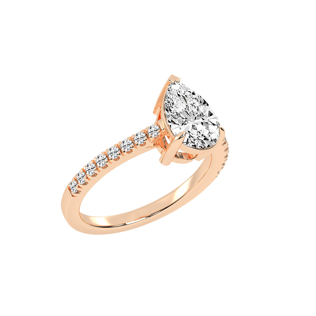 Glissea Pear cut side stone lab diamond ring