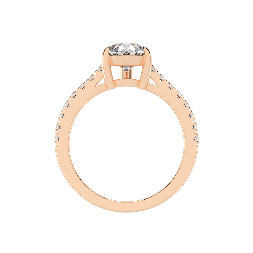 Glissea Pear cut side stone lab diamond ring