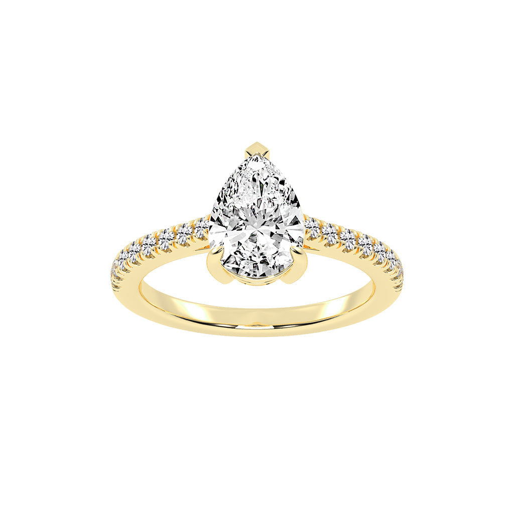 Glissea Pear cut side stone lab diamond ring