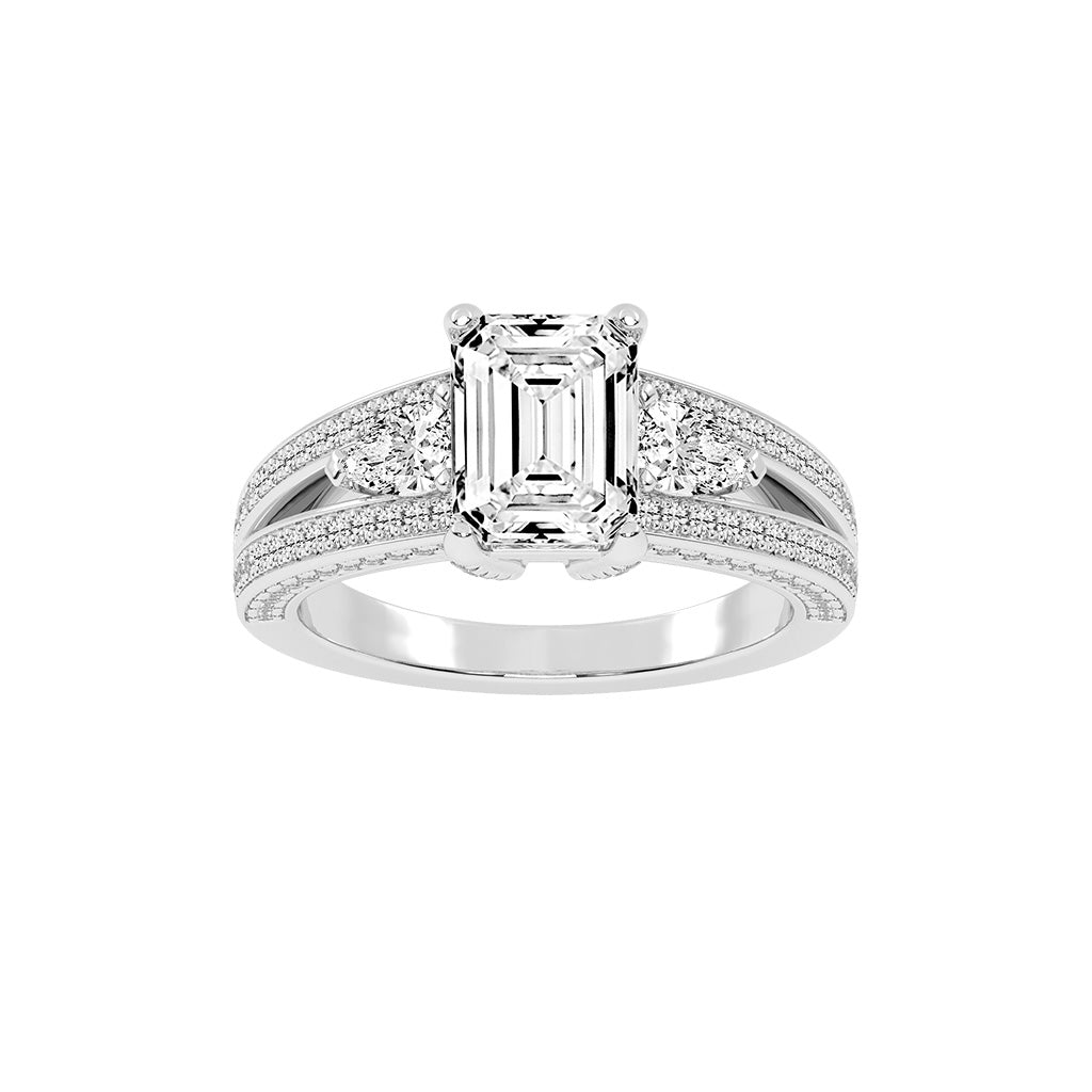 Amorian Split shank emerald cut classic lab diamond ring