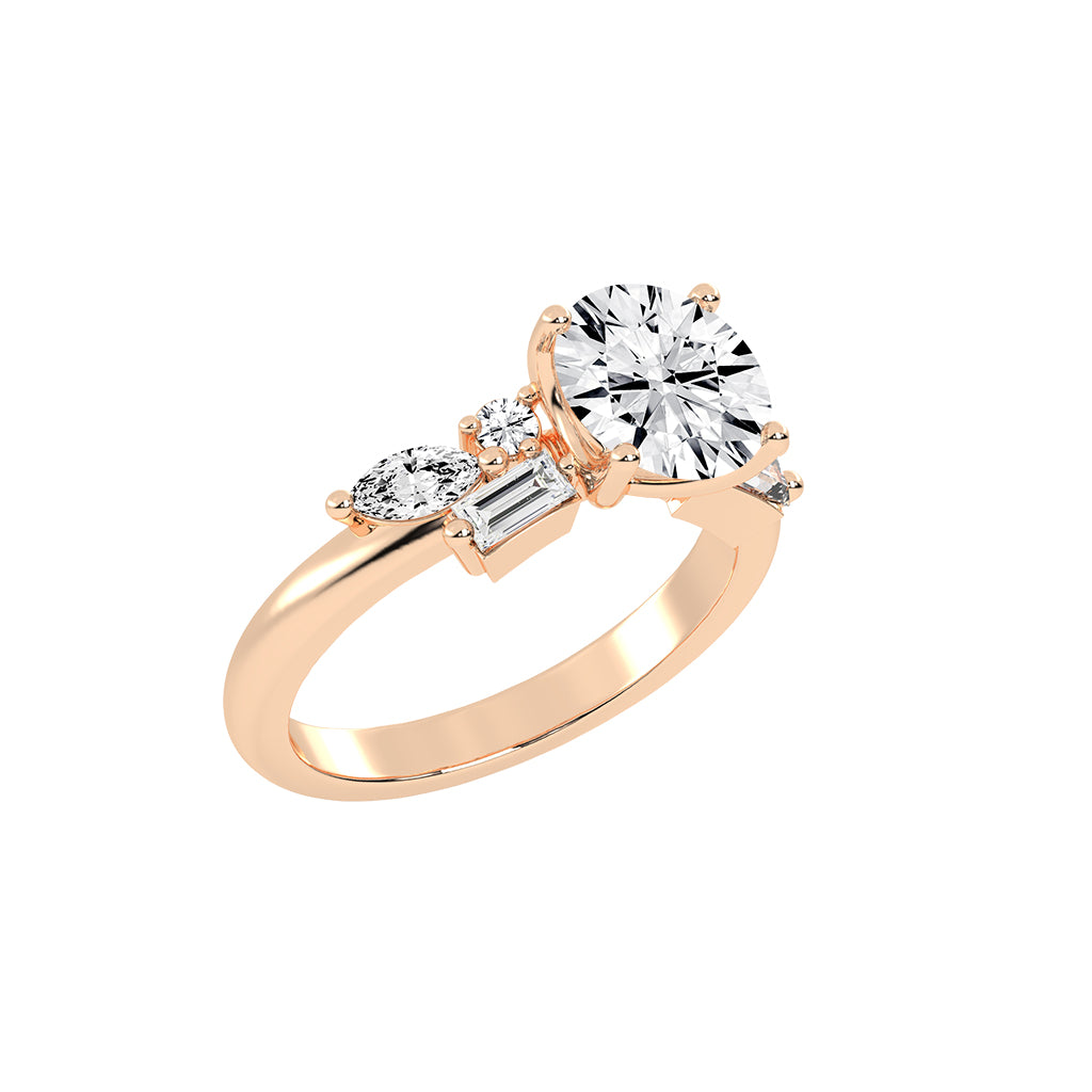 Aurealis round cut side stone lab diamond ring