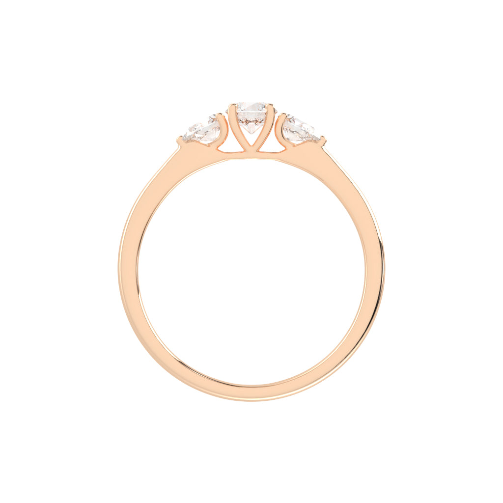 Trisaria pear shaped three stone lab diamond ring