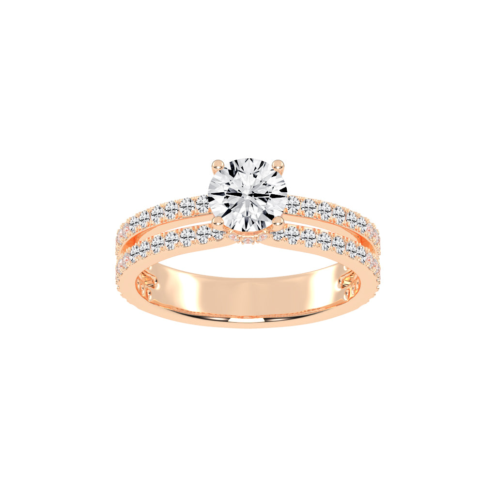 Sidovia split round cut side stone lab diamond ring
