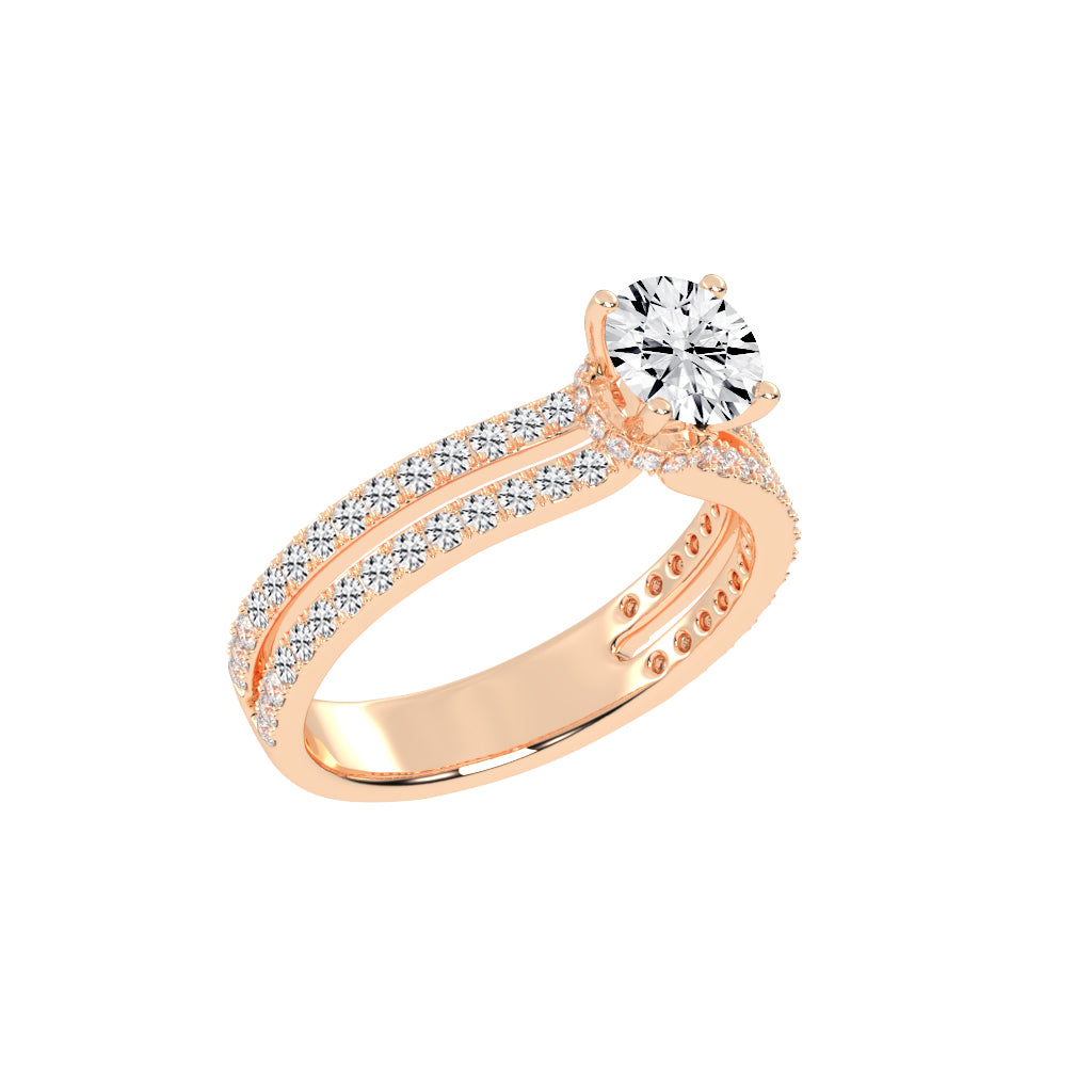 Sidovia split round cut side stone lab diamond ring
