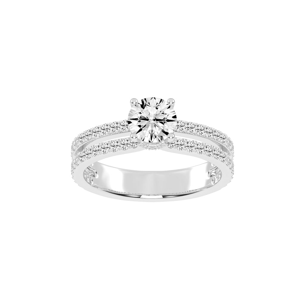 Sidovia split round cut side stone lab diamond ring