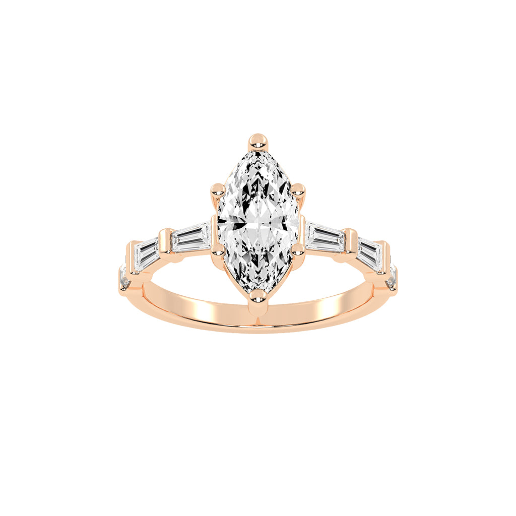 Veriside Marquise Side Stone Lab Diamond Ring