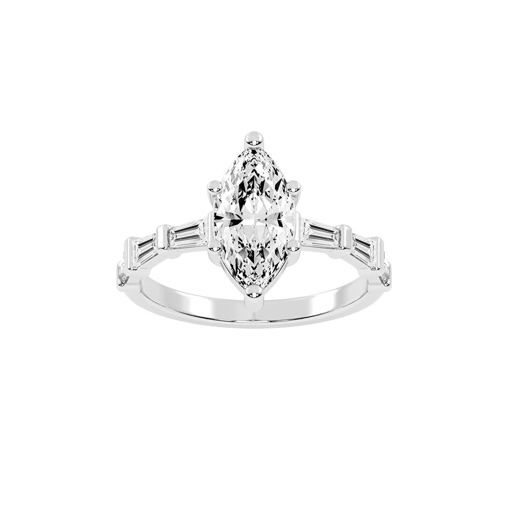 Veriside Marquise Side Stone Lab Diamond Ring