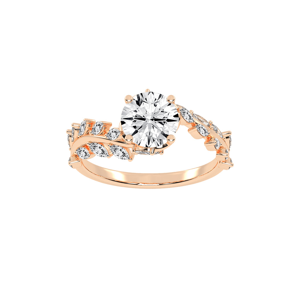 Sidriva Bypass Round Cut Side Stone Lab Diamond Ring