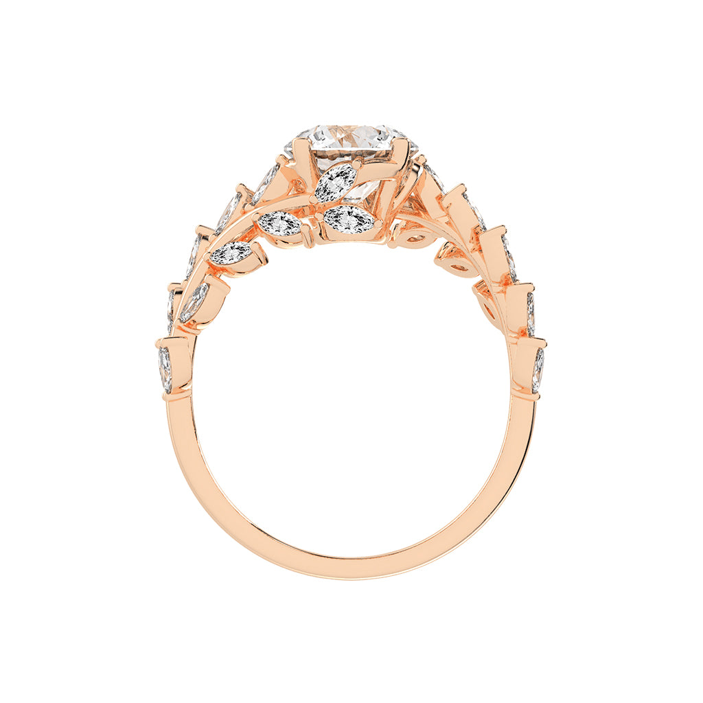 Sidriva Bypass Round Cut Side Stone Lab Diamond Ring