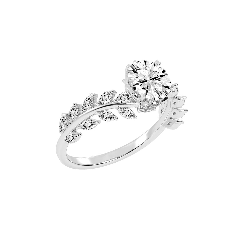 Sidriva Bypass Round Cut Side Stone Lab Diamond Ring