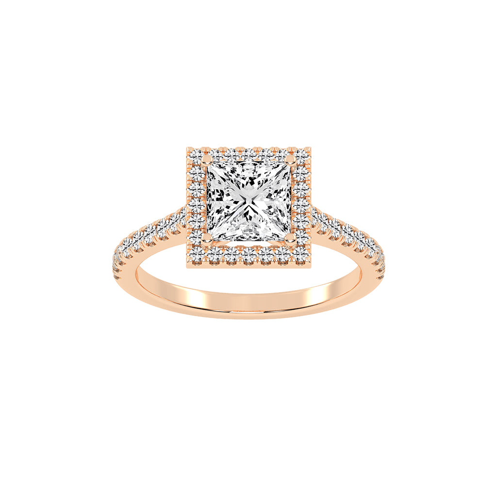 Diamaleon Princess Cut Halo Lab Diamond Ring
