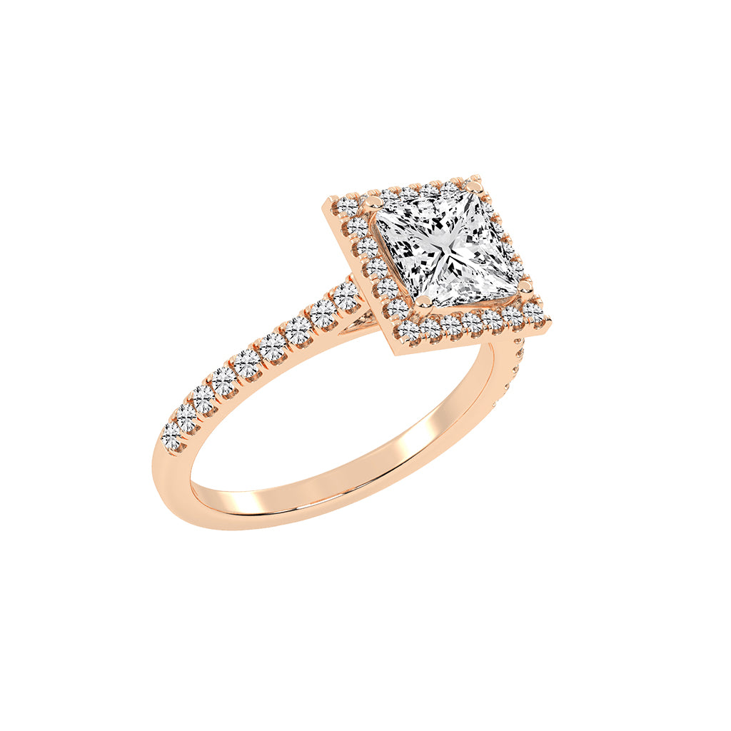 Diamaleon Princess Cut Halo Lab Diamond Ring