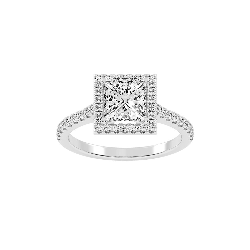 Diamaleon Princess Cut Halo Lab Diamond Ring