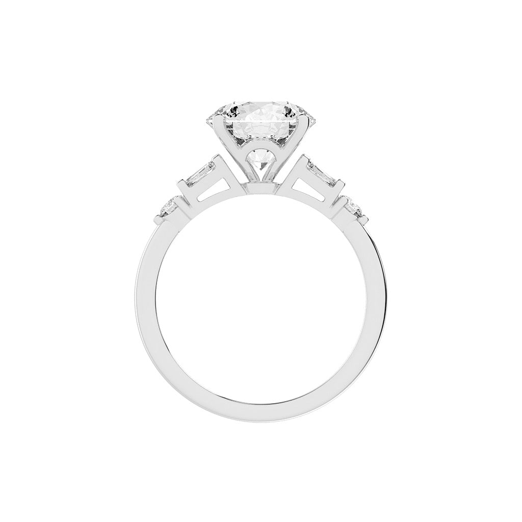 Bravalia Tapered Baguette Round Cut Side Stone Lab Diamond Ring