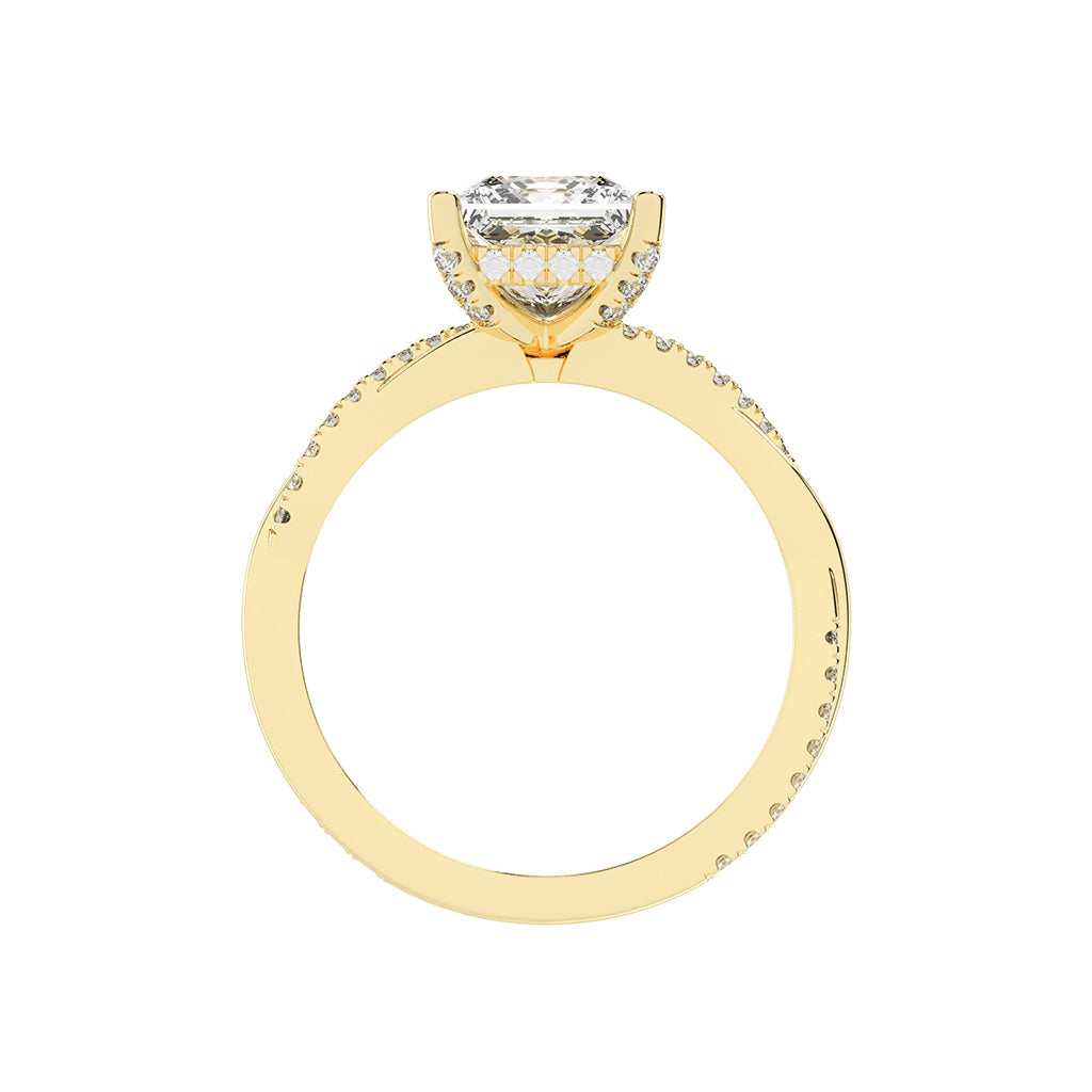 Gloriane Twist Princess Cut Side Stone Lab Diamond Ring