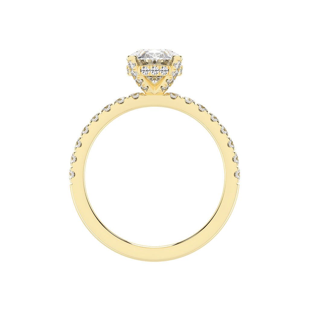 Glimare Oval Cut Side Stone Lab Diamond Ring