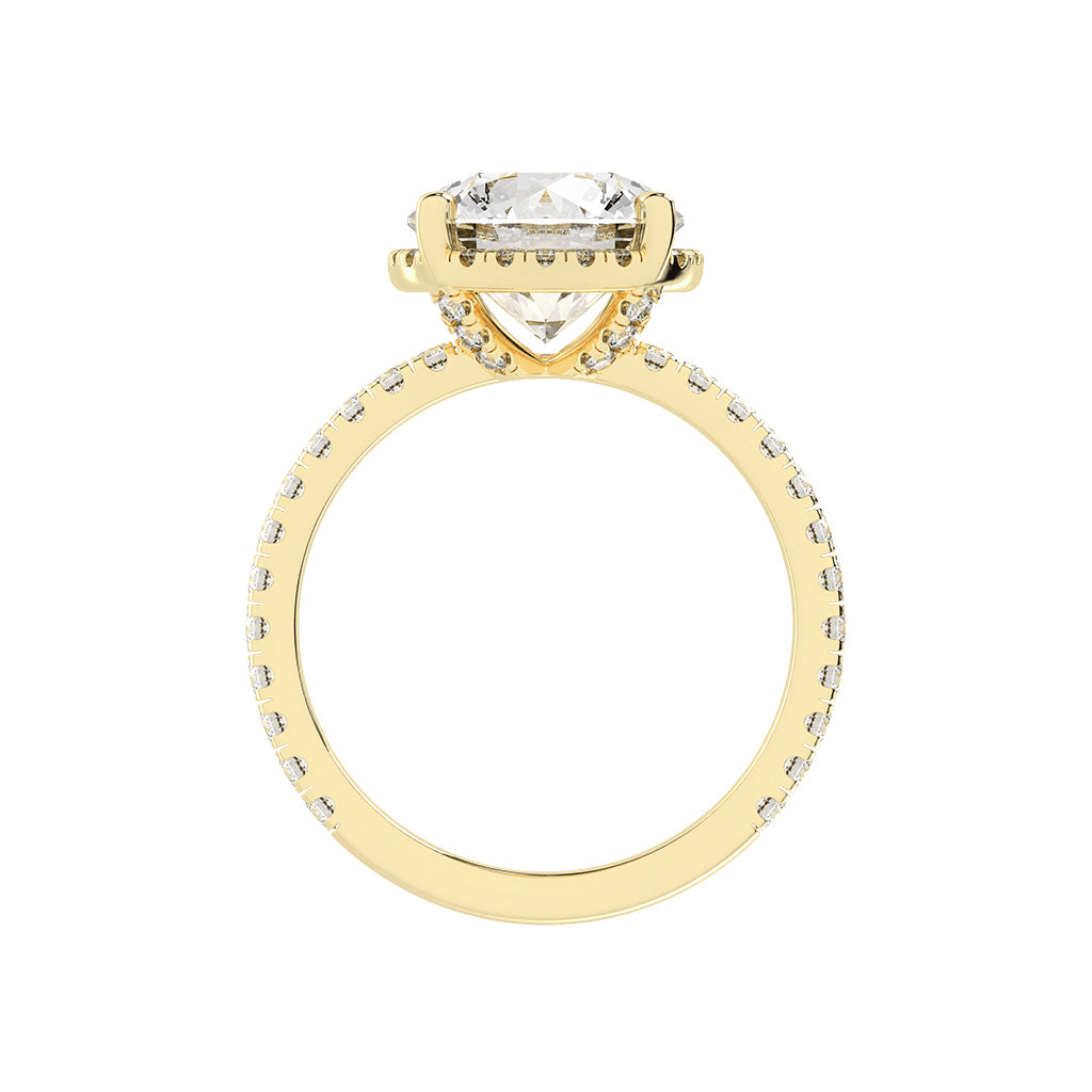 Alurella Round Cut Side Stone Lab Diamond Ring