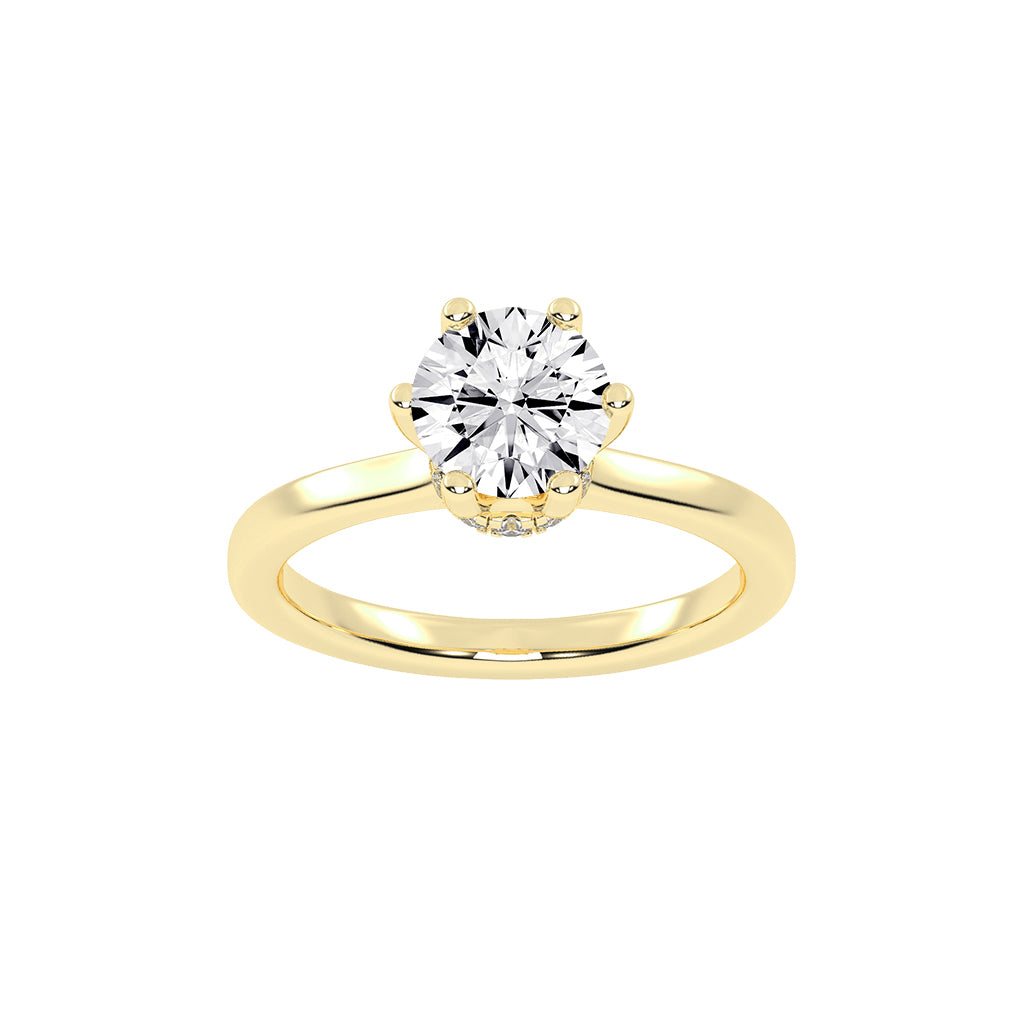Soliterna Six Prong Round Solitaire Lab Diamond Ring
