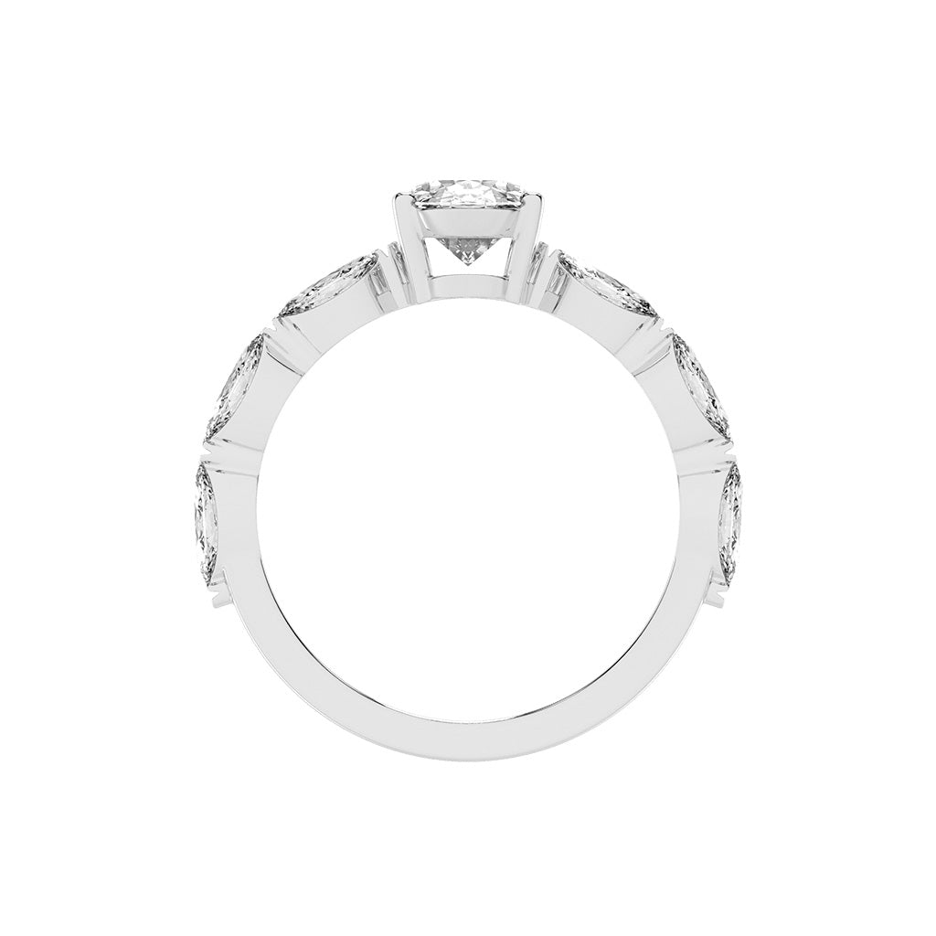 Lustris Vintage Inspired Oval Cut Side Stone Lab Diamond Ring