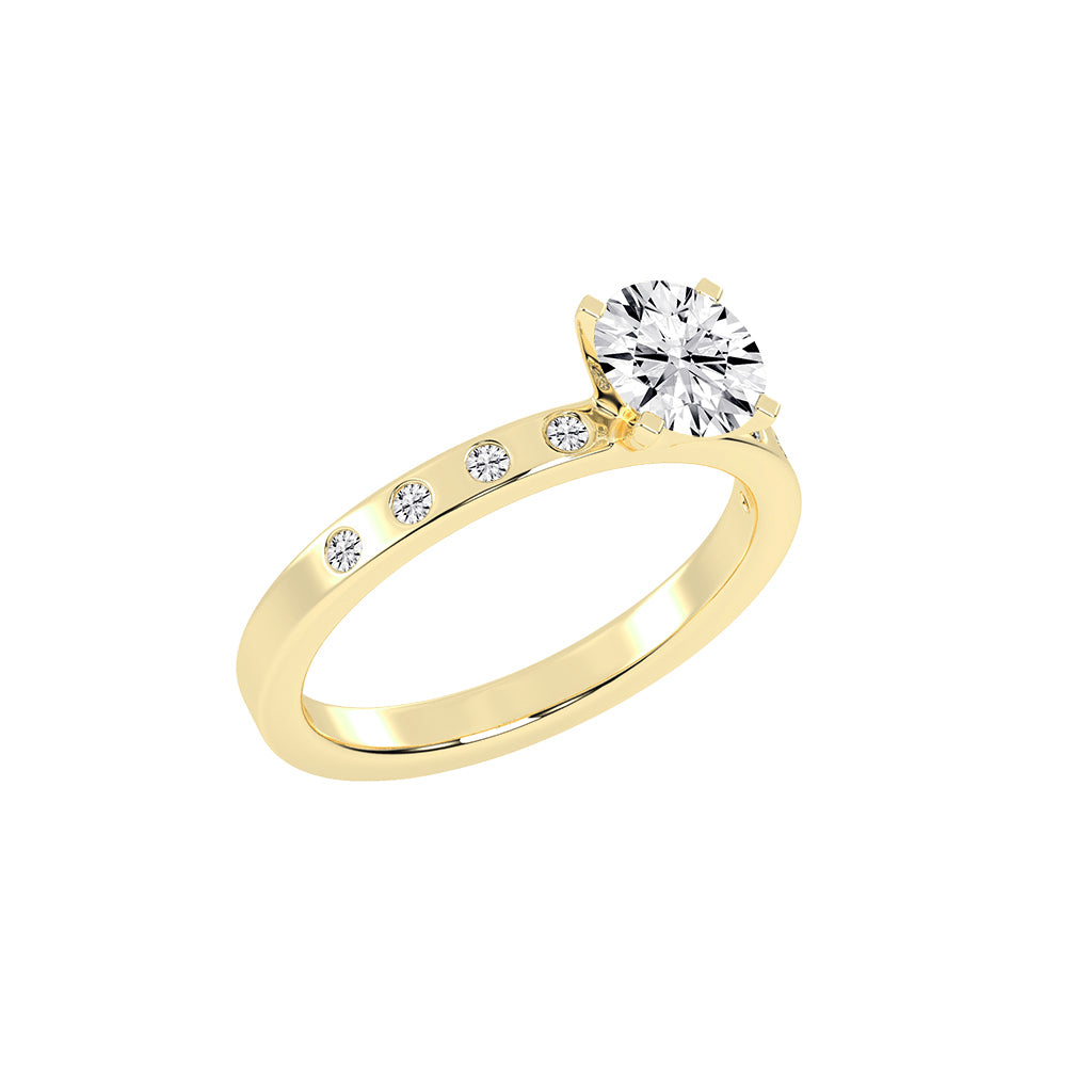 Solairne Gypsy Flush Round Cut Lab Diamond Ring
