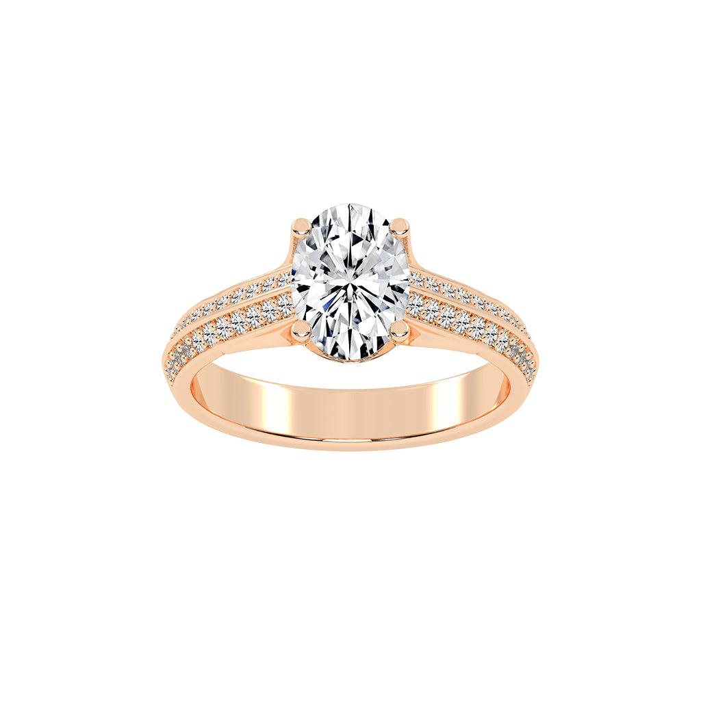 Diamyside Oval Cut Side Stone Lab Diamond Ring