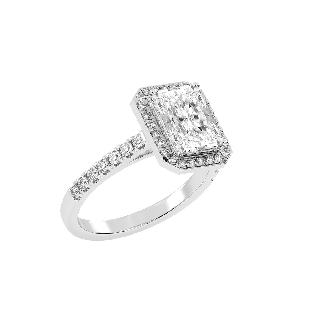 Haliqueva Radiant Cut Halo Lab Diamond Ring