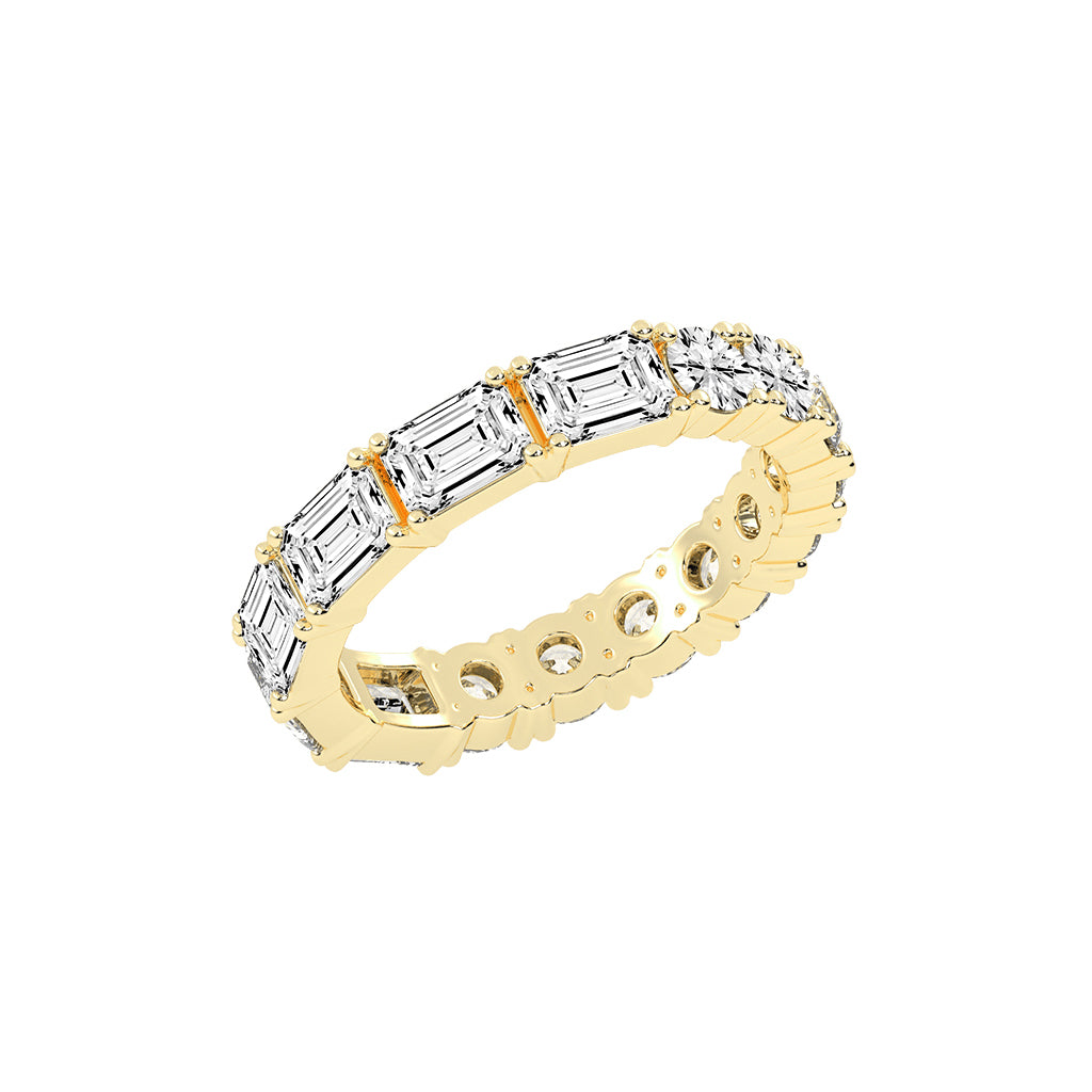 Zeloria Emerald & Round Cut Eternity Lab Diamond Ring