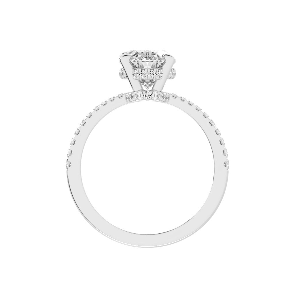 Exquisida Oval Cut Side Stone Lab Diamond Ring