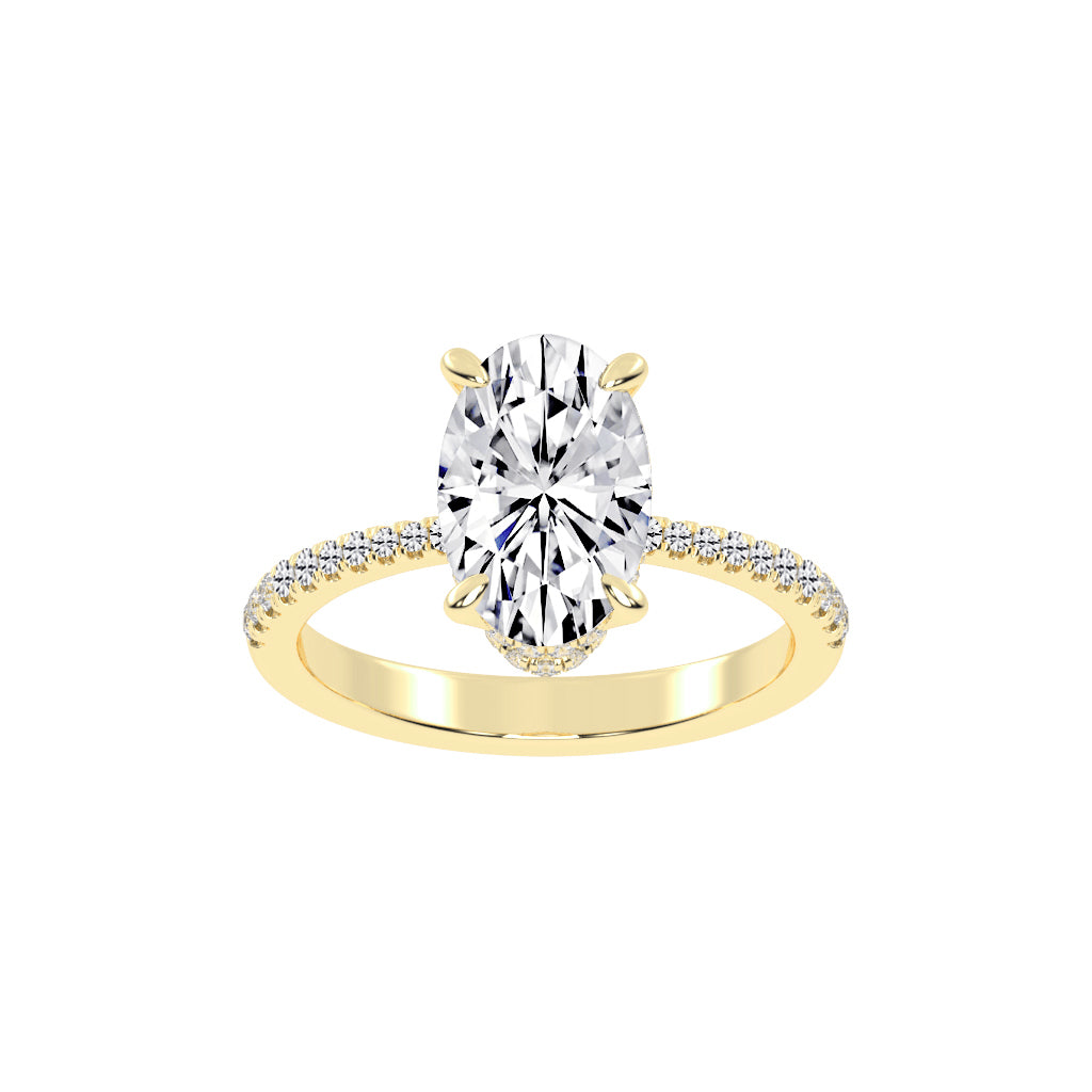Exquisida Oval Cut Side Stone Lab Diamond Ring