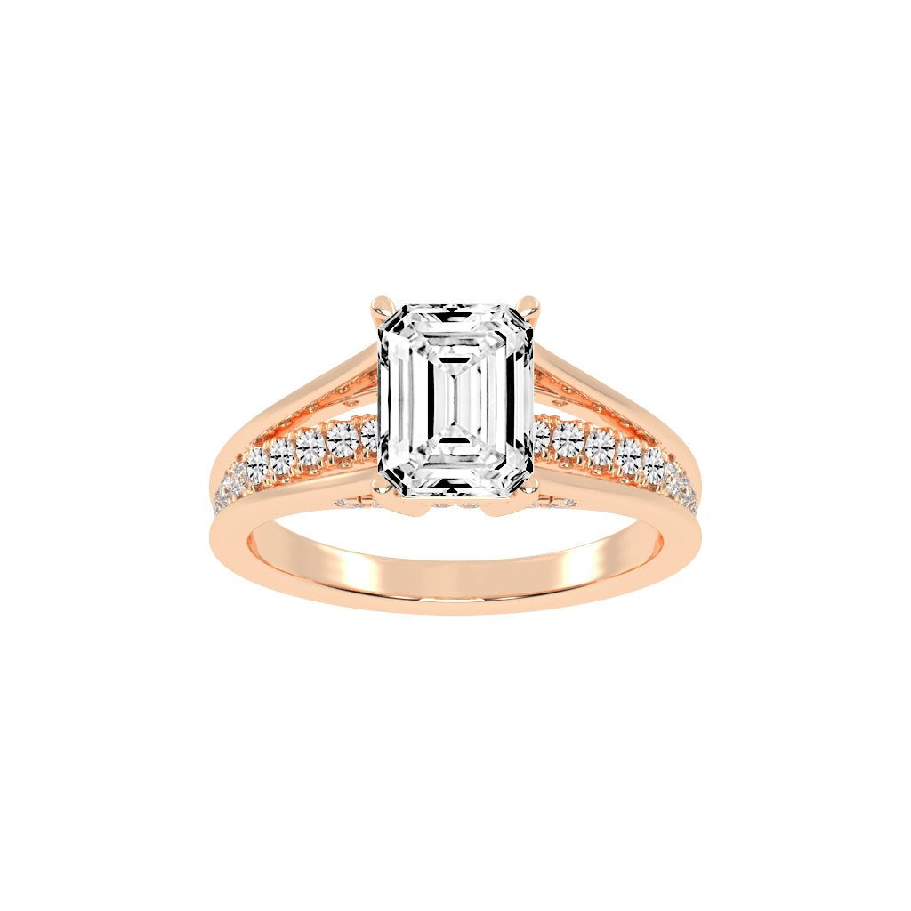 Lumireve Split Shank Emerald Cut Classic Lab Diamond Ring