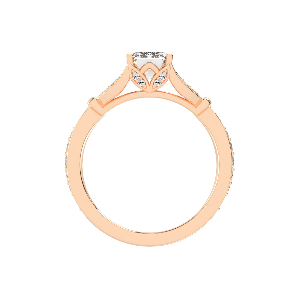 Crystenva Criss-Cross Emerald Cut Side Stone Lab Diamond Ring