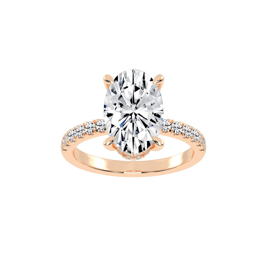 Diamestra Oval Cut Side Stone Lab Diamond Ring