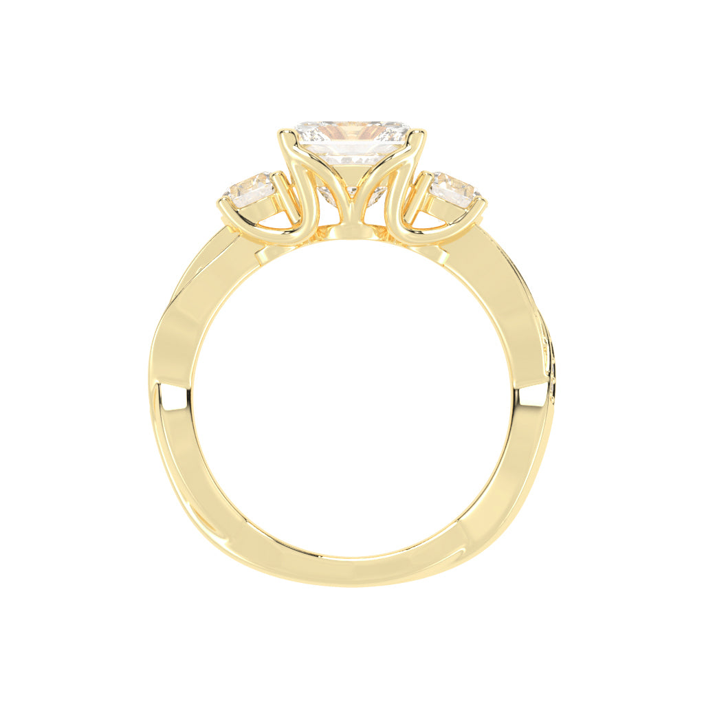 Sideastra Infinity Princess Cut Side Stone Lab Diamond Ring