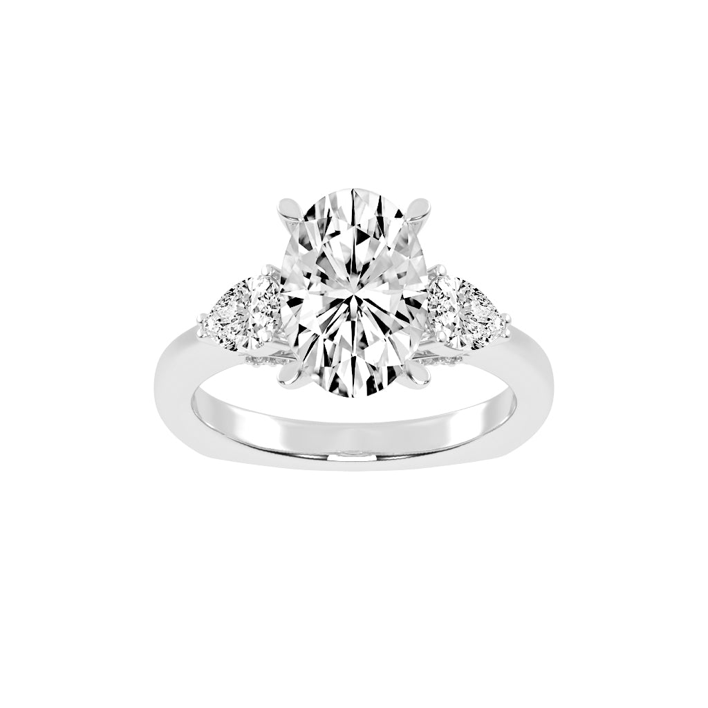 Trevelia Oval Cut Three Stone Lab Diamond Ring