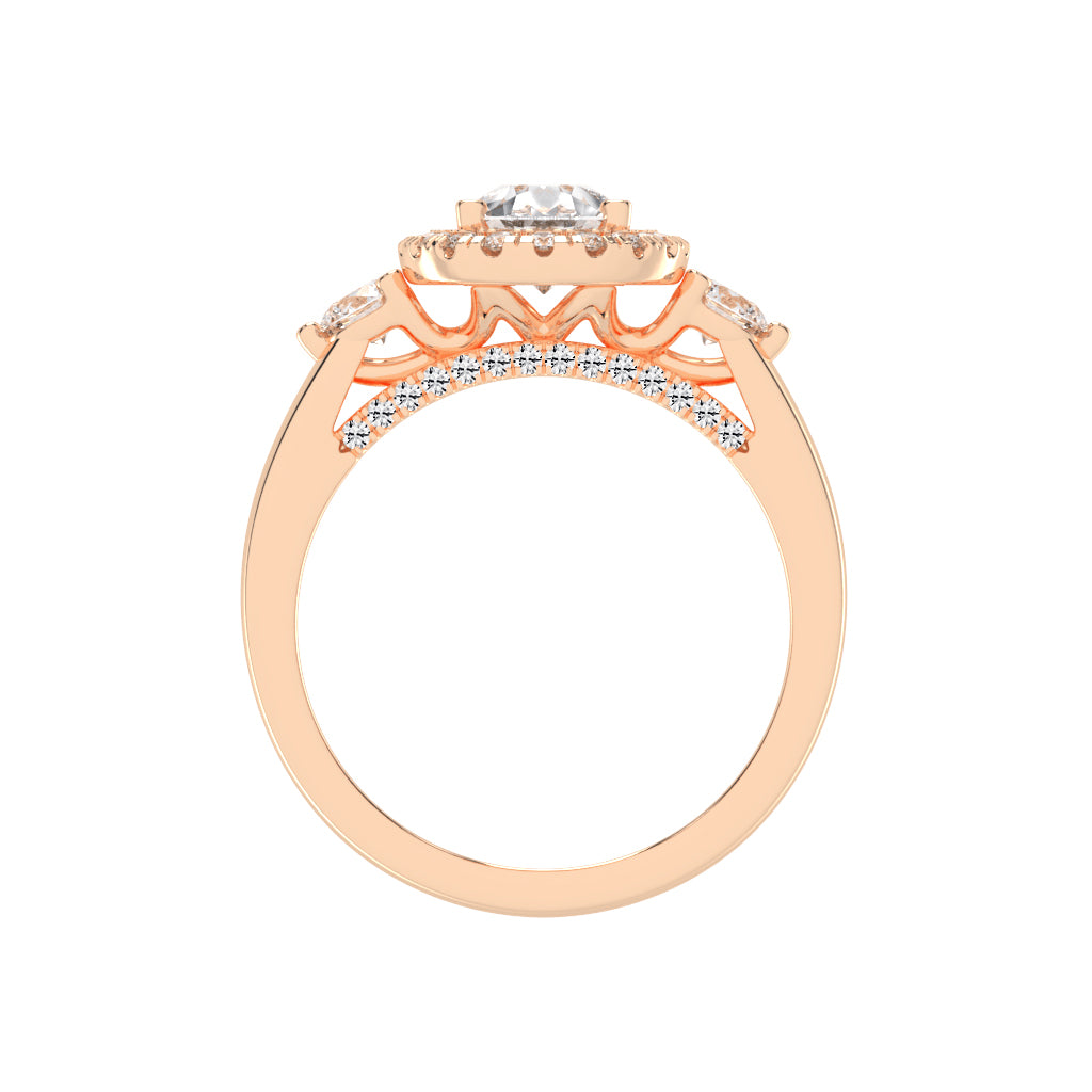 Halviera Pear Cut Halo Lab Diamond Ring