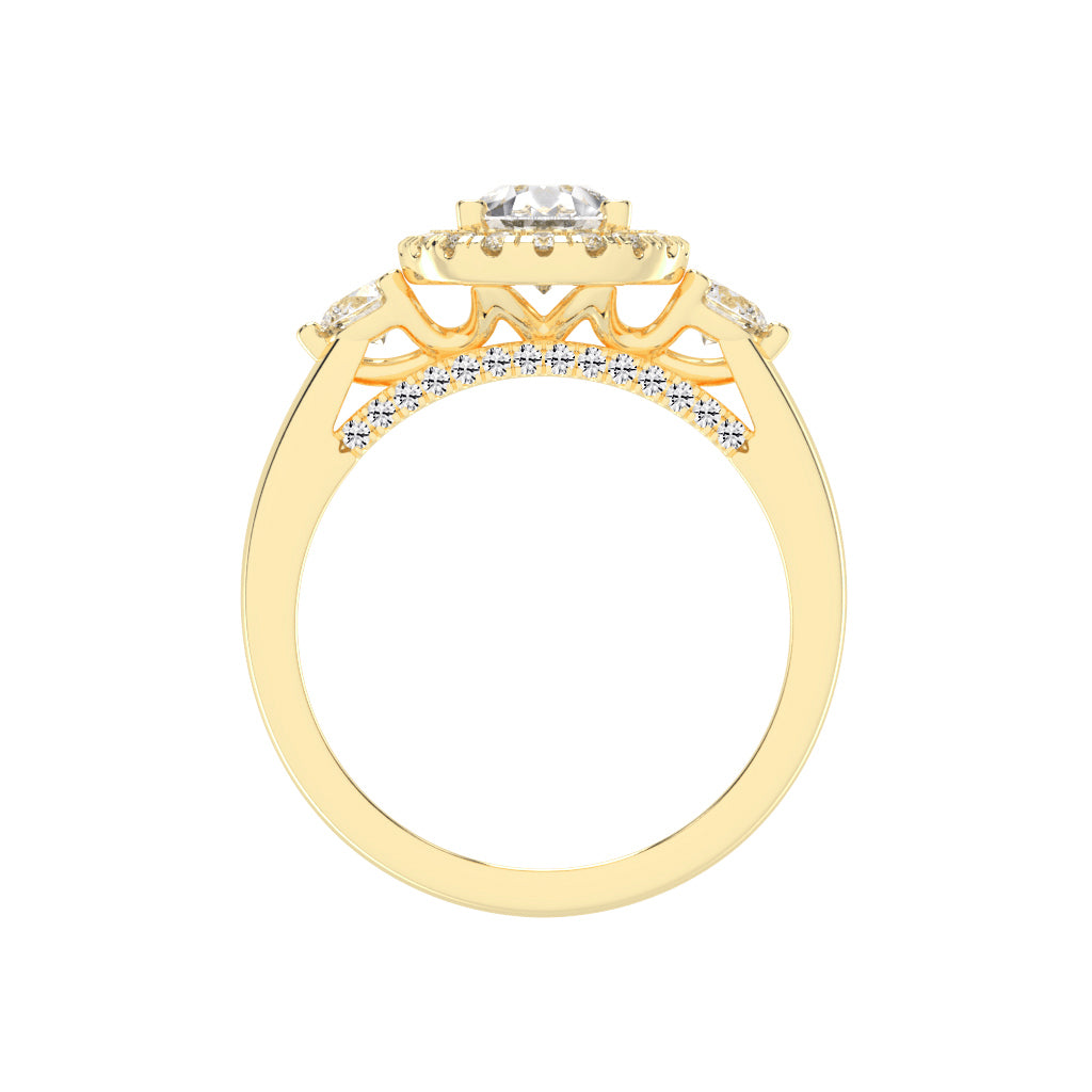 Halviera Pear Cut Halo Lab Diamond Ring