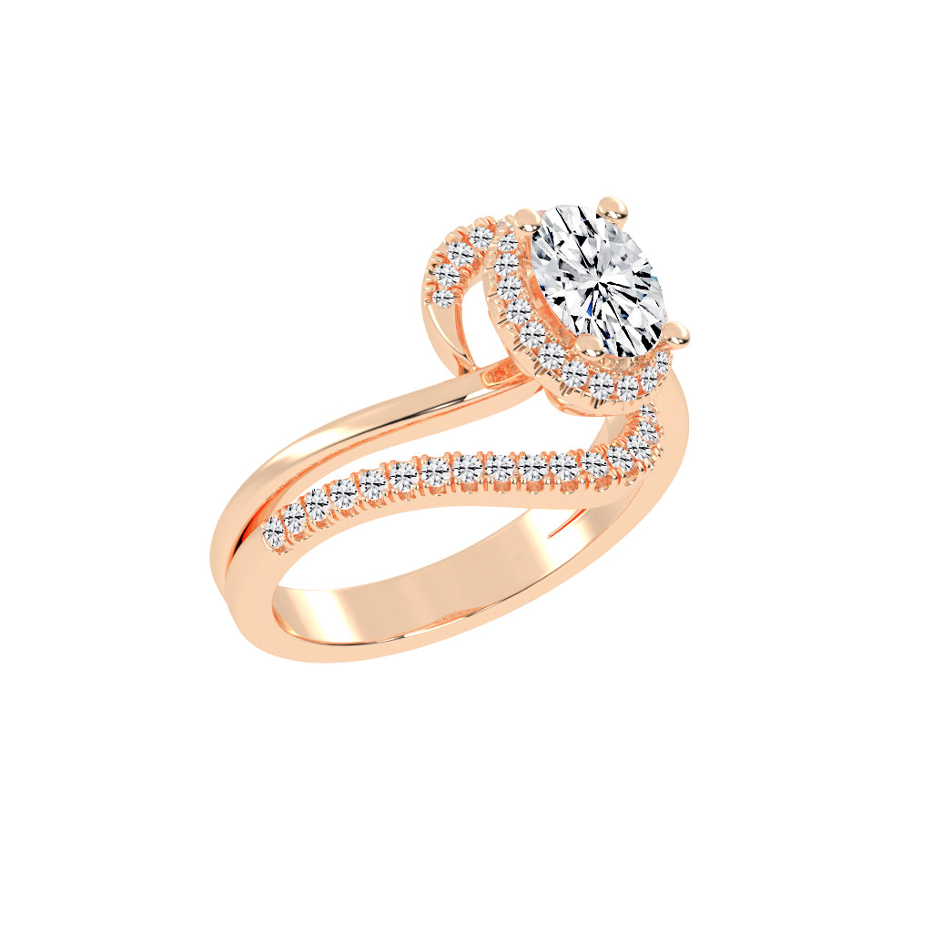 Adorelle Freeform Oval Cut Classic Lab Diamond Ring