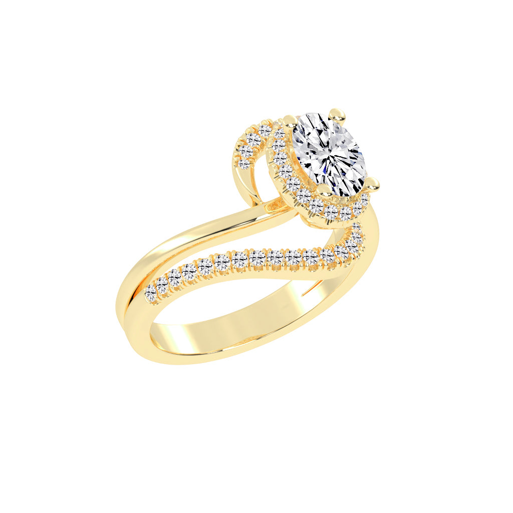 Adorelle Freeform Oval Cut Classic Lab Diamond Ring