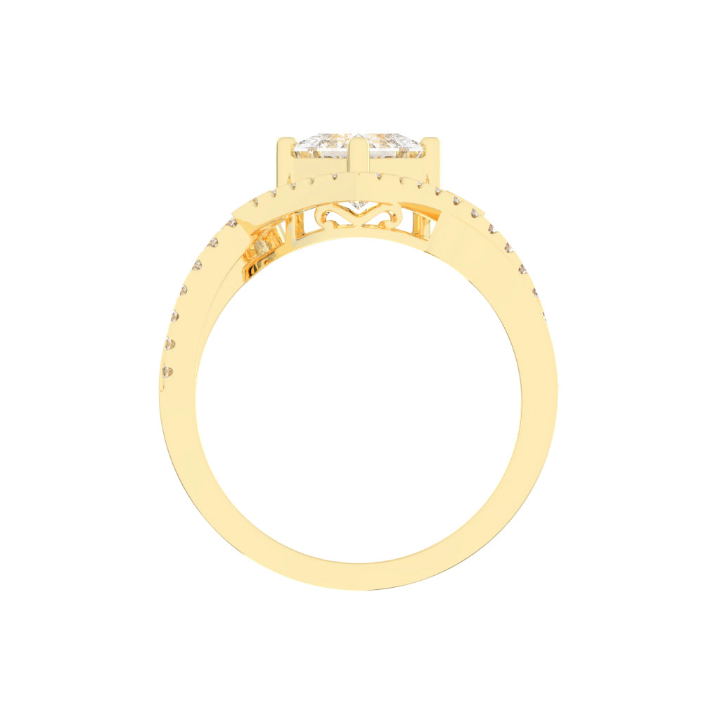 Aurivana Bypass Princess Cut Classic Lab Diamond Ring