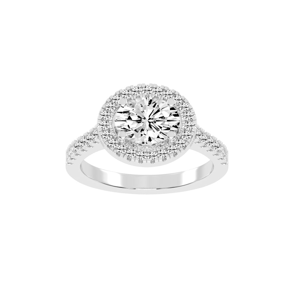 Halionaise Oval Cut Halo Lab Diamond Ring