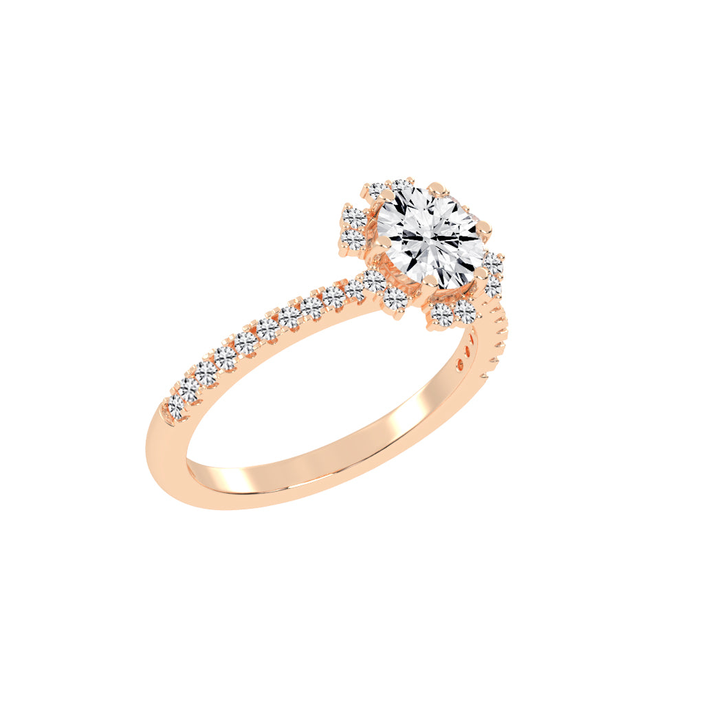 Halivellea Six Prong Round Cut Halo Lab Diamond Ring