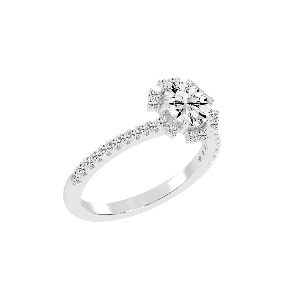 Halivellea Six Prong Round Cut Halo Lab Diamond Ring