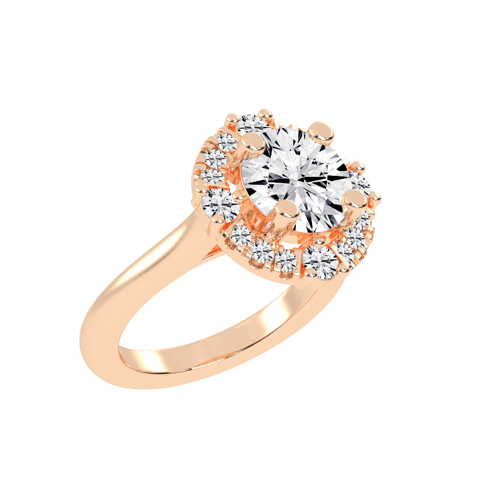 Halendre Cathedral Round Cut Halo Lab Diamond Ring