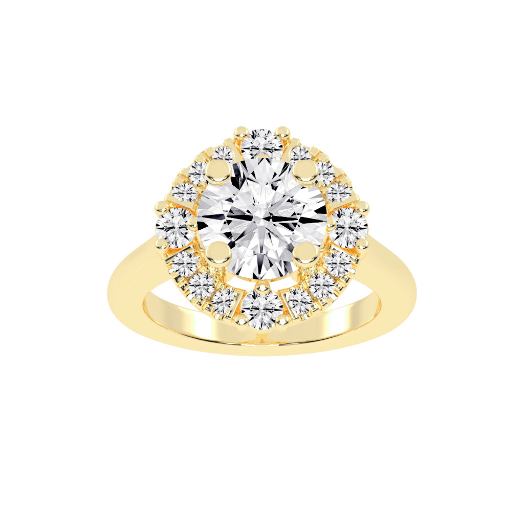 Halendre Cathedral Round Cut Halo Lab Diamond Ring