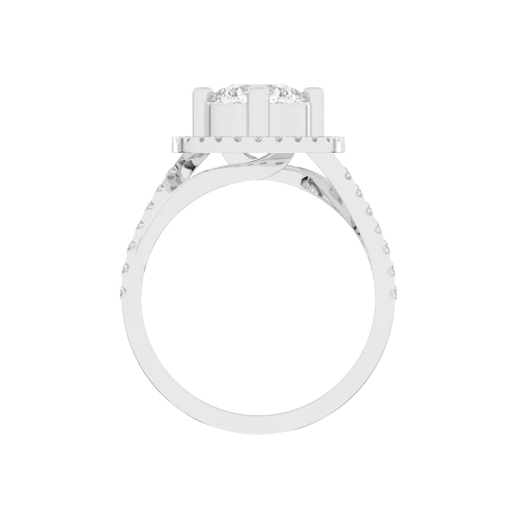 Halostria Shared Prong Round Cut Lab Diamond Ring