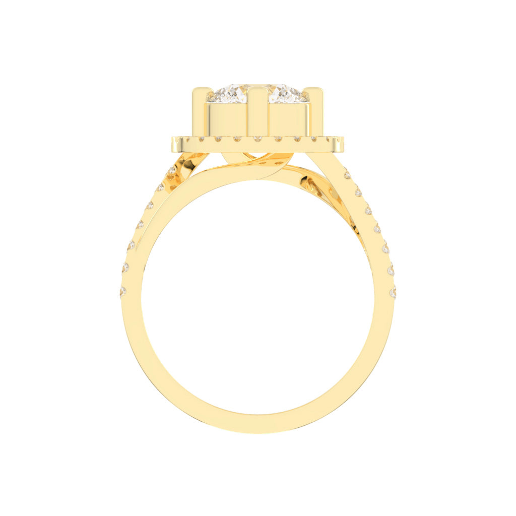 Halostria Shared Prong Round Cut Lab Diamond Ring