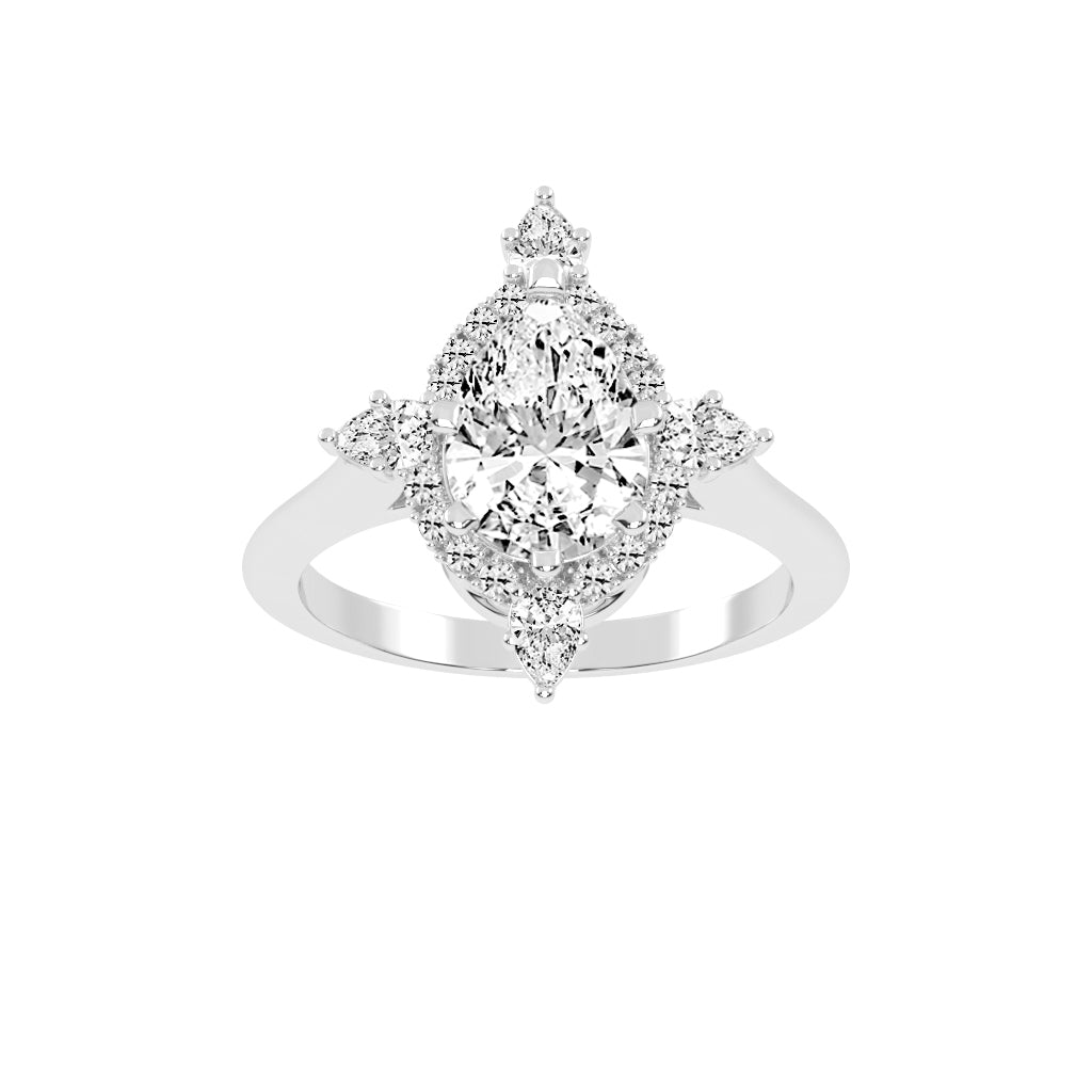 Halistine Halo Cluster Pear Cut Lab Diamond Ring